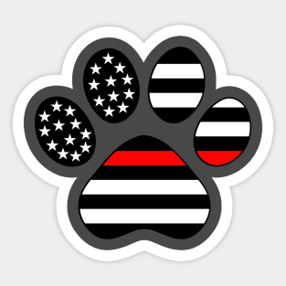 Thin Red Line Firefighter Paw Print Sticker